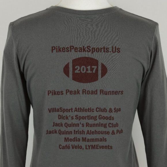 Gildan Performance Women's Medium Gray Red Graphic Crewneck Long Sleeve Tee - Picture 4 of 5